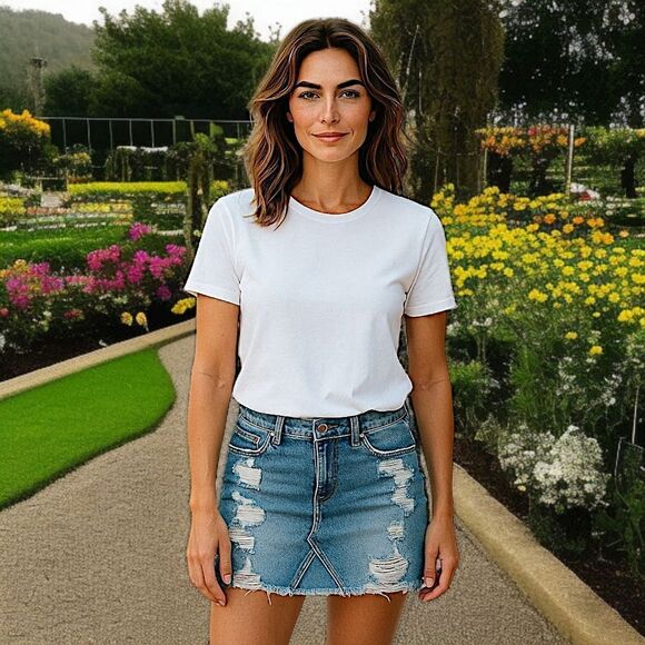 Hollister High Rise Denim Jean Skirt 26 Micro Mini Distressed Y2K Elena Gilbert - Picture 1 of 16